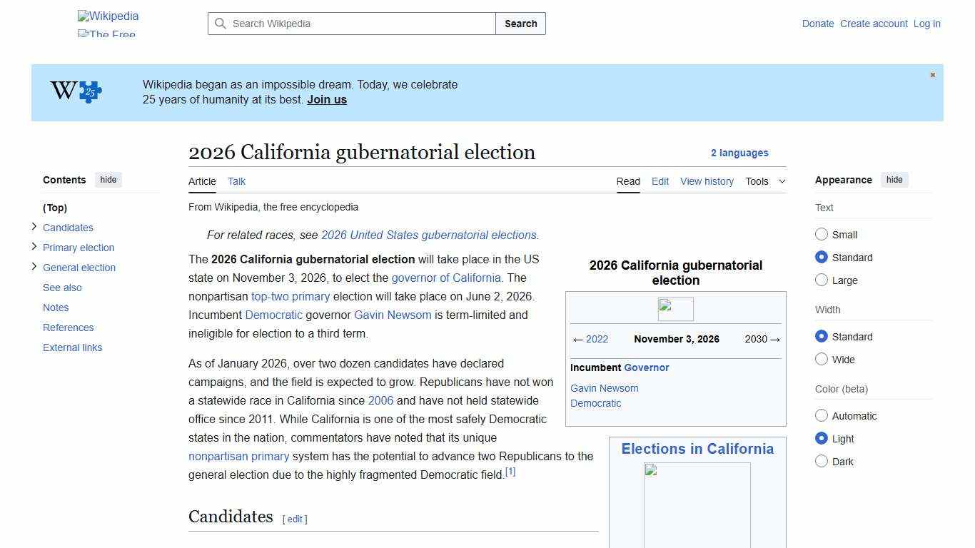 2026 California gubernatorial election - Wikipedia